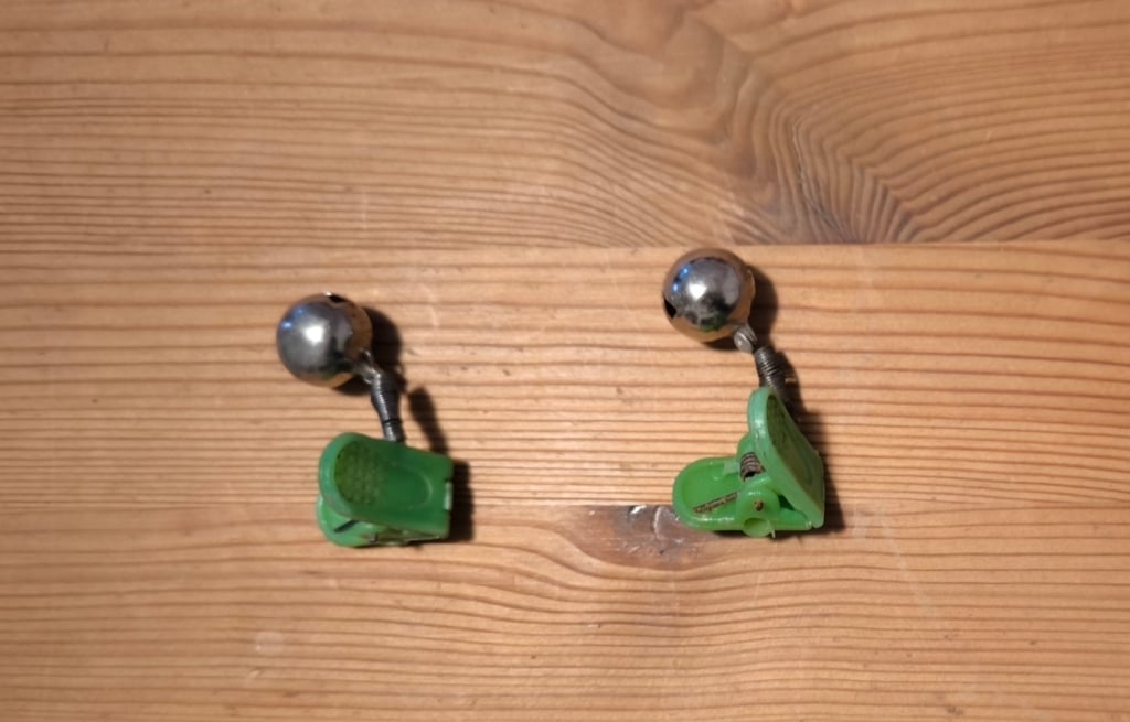 2 Aalglocken auf einem Holztisch.