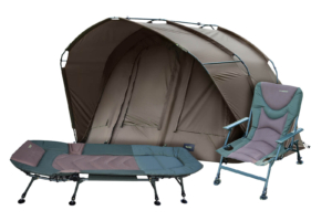 MK Fort Knox 2.0 Pro Dome 2 Mann Angelzelt mit Angelstuhl und MK 5 Seasons Pro Angelliege